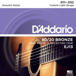 D'Addario EJ13 snaren Bronze 80/20 Custom Light - 011 Snaren voor Akoestische gitaar (11-52)