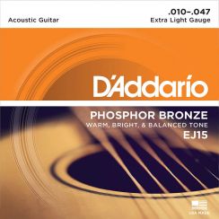 D'Addario EJ15 Extra Light - 010 Extra Light Phosphor Bronze western gitaarsnaren
